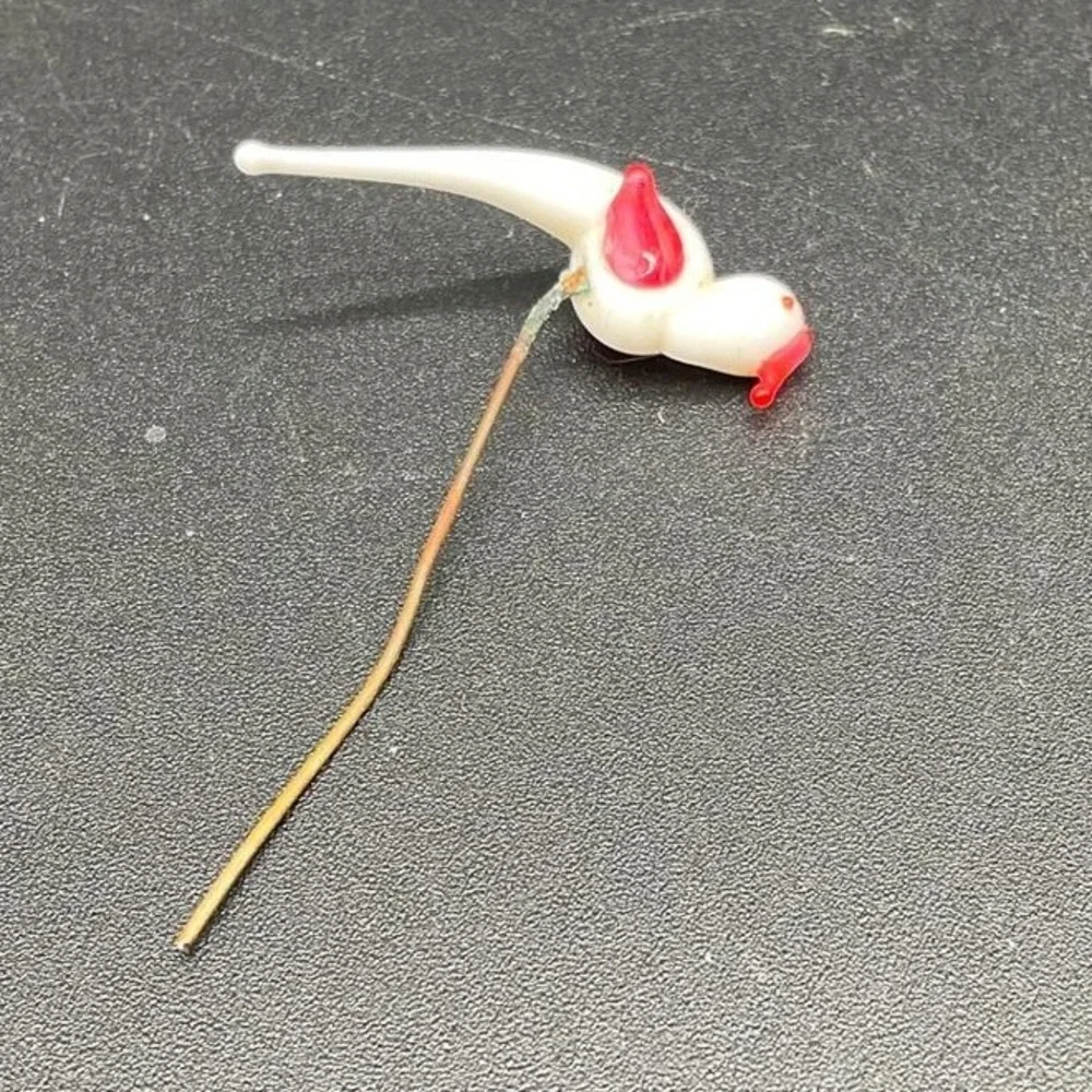 Vintage Japanese‎ Blown Glass Bird Pick for Terrarium Diorama Miniature Display